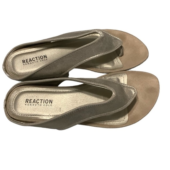 Reaction Kenneth Cole Water Park Gold Thong Flip Flop Sandal 7.5 - Picture 2 of 6